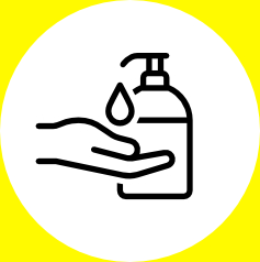 using hand sanitiser